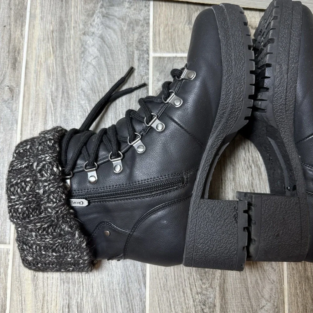 Circus By Sam‎ Edelman Women's Ankle Boots Y2K Combat Chunky Heel Knit Cuff 8M